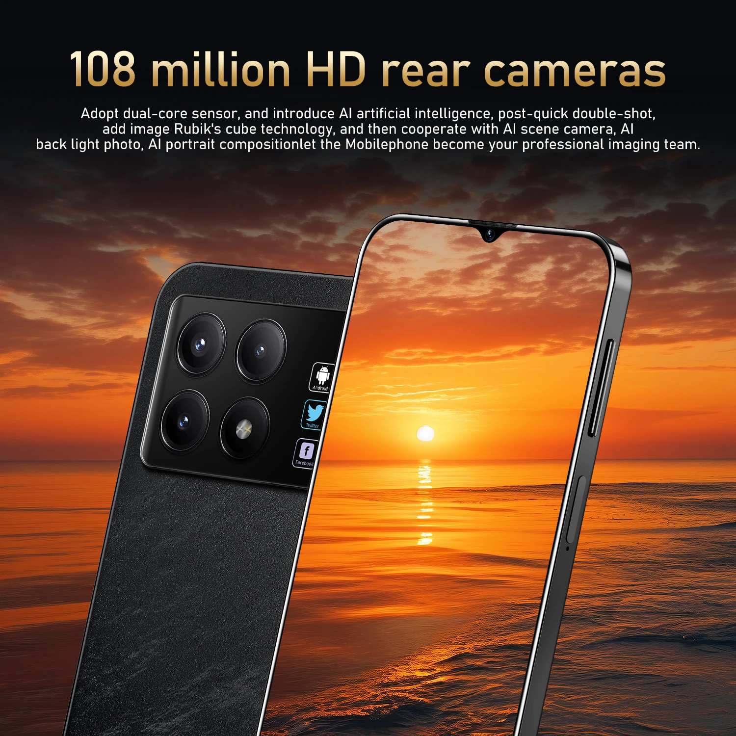 New F6 Pro Smartphones 7.3-inch HD 22GB+2048GB 108MP+50MP, 8000mAh large battery Android 14 Qualcomm Snapdragon 8 Gen3 Dual SIM