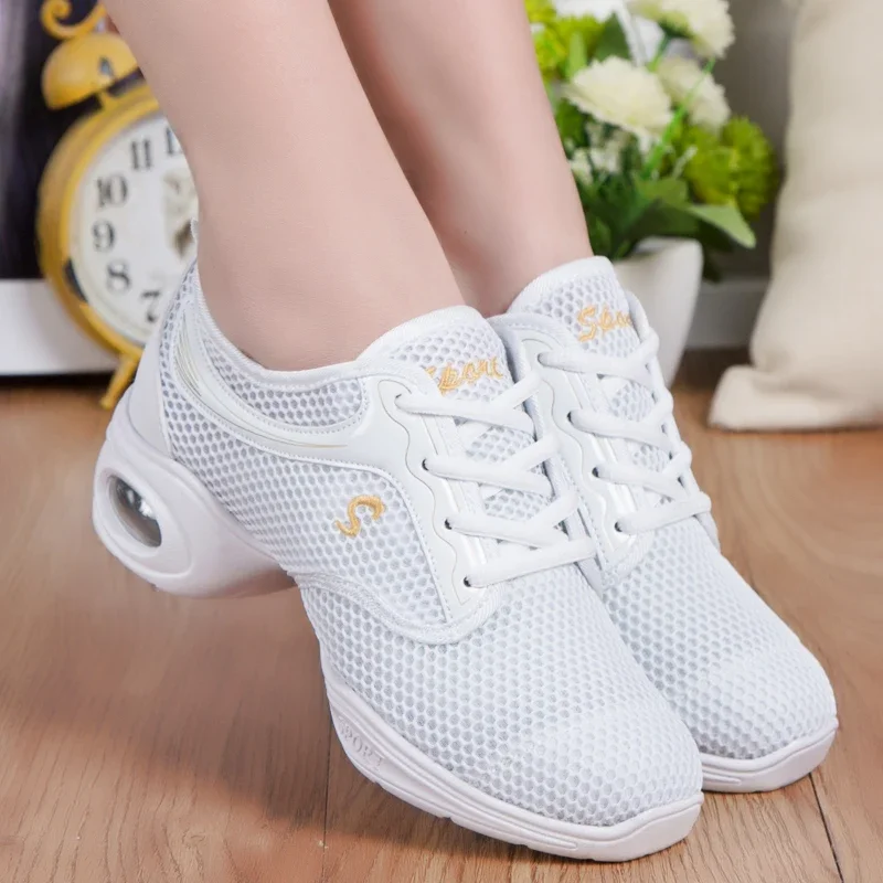 Fashion Thick Bottom Breathable Profession Dance Shoes Women Plattorm Cushioning Casual Sneakers Ladies Non-slip Jogging Shoes