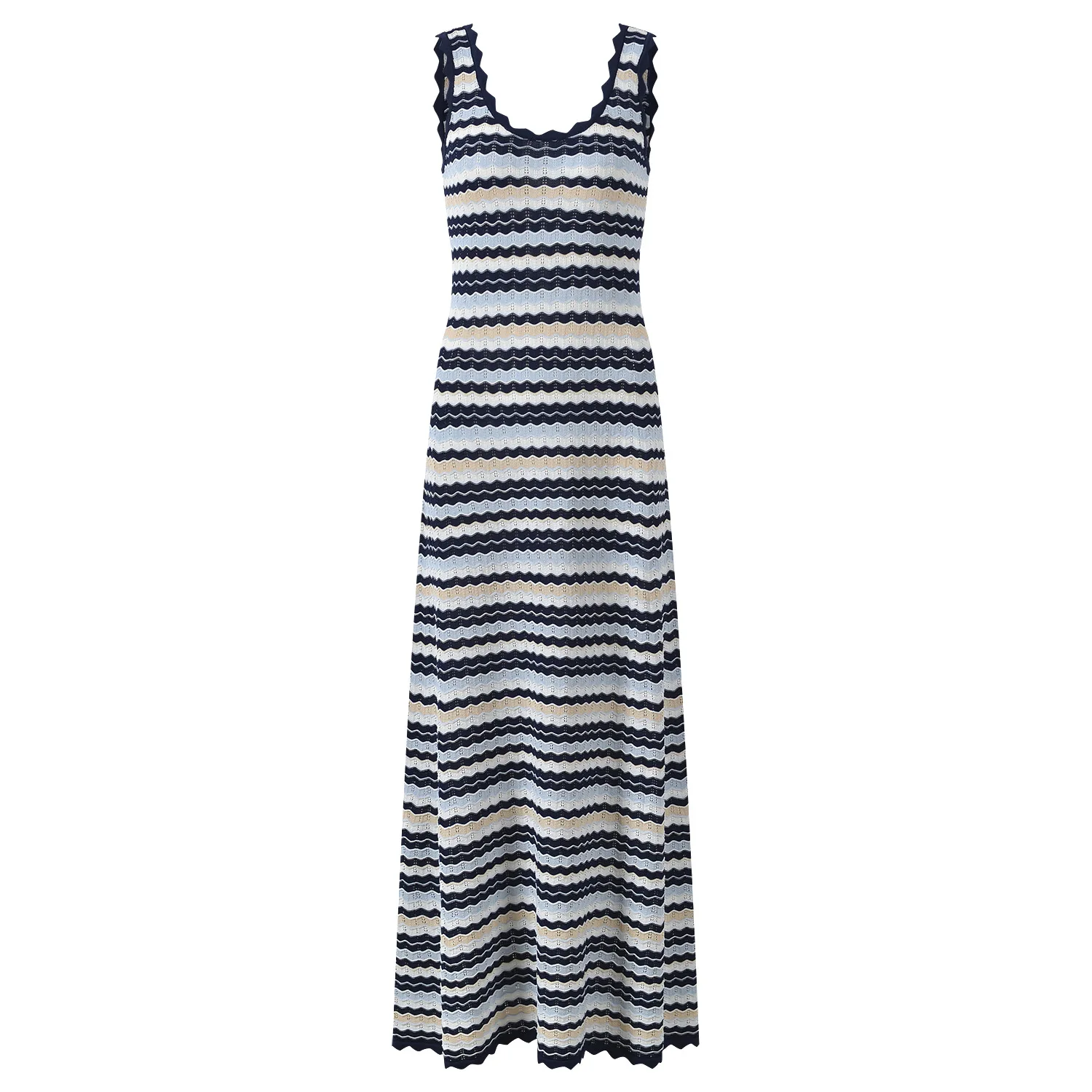 ZJYT Summer New 2026 Fashion Long Knit Dresses for Women Sleeveless Striped Casual Vintage Tank Holiday Beach Dress Vestidos - Image 4