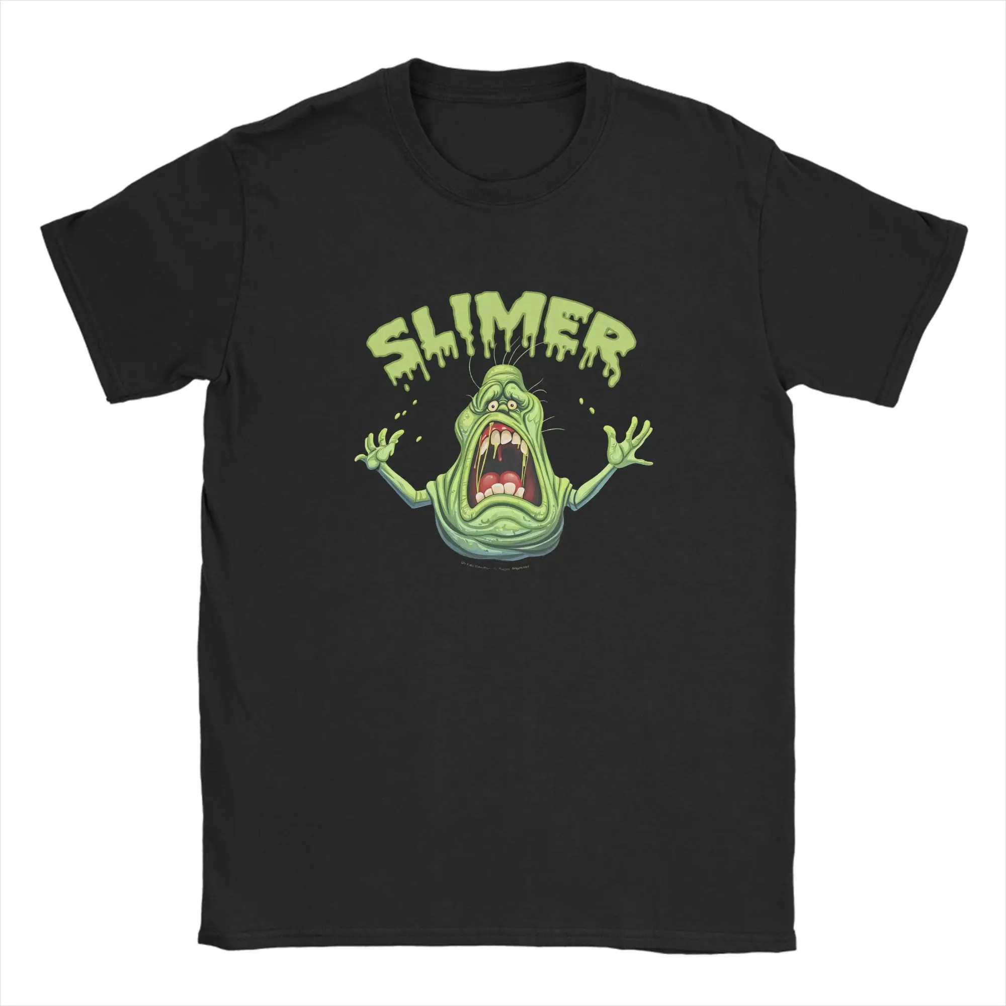 Camiseta de neón Slimer de Ghostbusters, camisetas de ocio para playa, para hombre, de algodón, cuello redondo, tallas 4XL 5XL 6XL, camisetas básicas de manga corta Y2K.