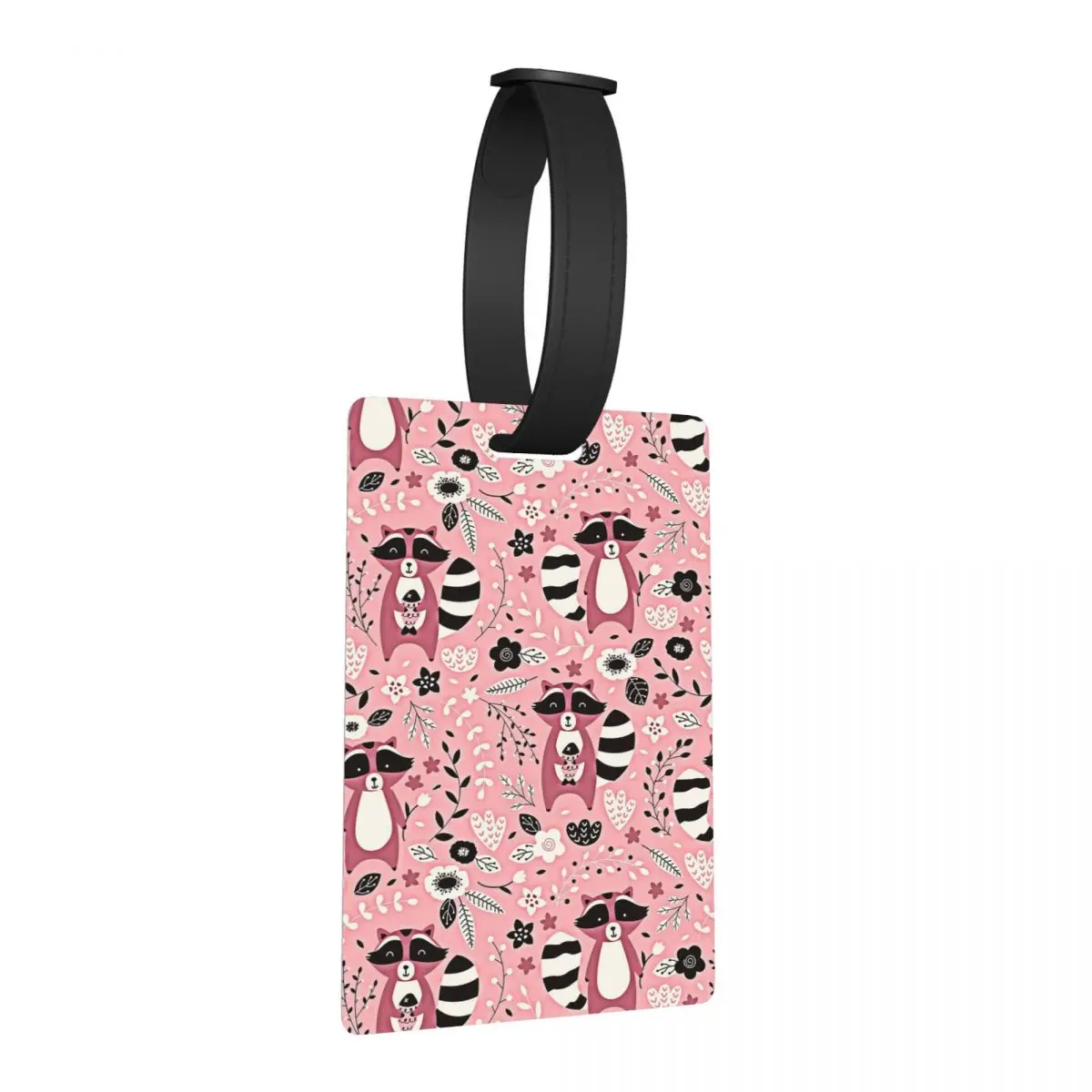 

Розовый узор енота, багажные бирки, аксессуары для чемодана, дорожная милая багажная бирка, держатель этикетки, идентификационное имя, адрес