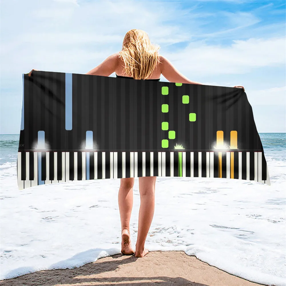 Music Notes Piano Printing Beach Towel Women Men Kids Face Bathing Home Towels Quick Dry Super Soft Beach Swimming Travel Yoga