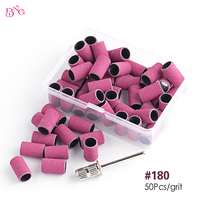 BNG 50Pcs Nail Drill Bits Sanding Bands for Nail Drill #180 #120 #240 Nail File Sanding Bands for Acrylic Nails Gel Manicures