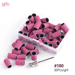 BNG 50Pcs Nail Drill Bits Sanding Bands for Nail Drill #180 #120 #240 Nail File Sanding Bands for Acrylic Nails Gel Manicures