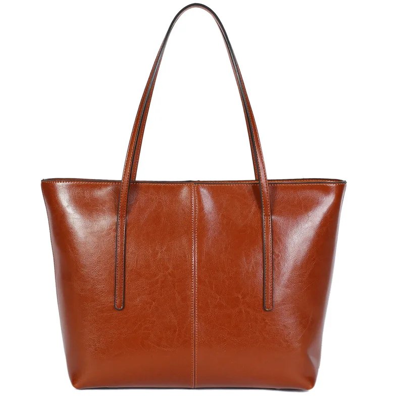 Genuine Leather Women\'s Large Capacity Tote Bag Women Fashion High quality Cowhide hand shoulder bag Commuter shopping bag