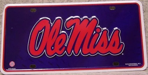 Aluminum License Plate University of Mississippi Ole Miss Rebels NEW Aluminum