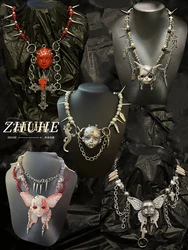 ZHUHE Face Doll Necklace Set New Gothic Style Jewelry Party Gift For Women And Men