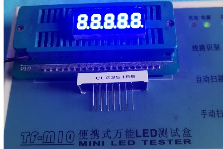 Tubo digital de 5 bits display led azul/branco digital tubo 13p 10 pces comum do cátodo/ânodo 0.23 polegadas