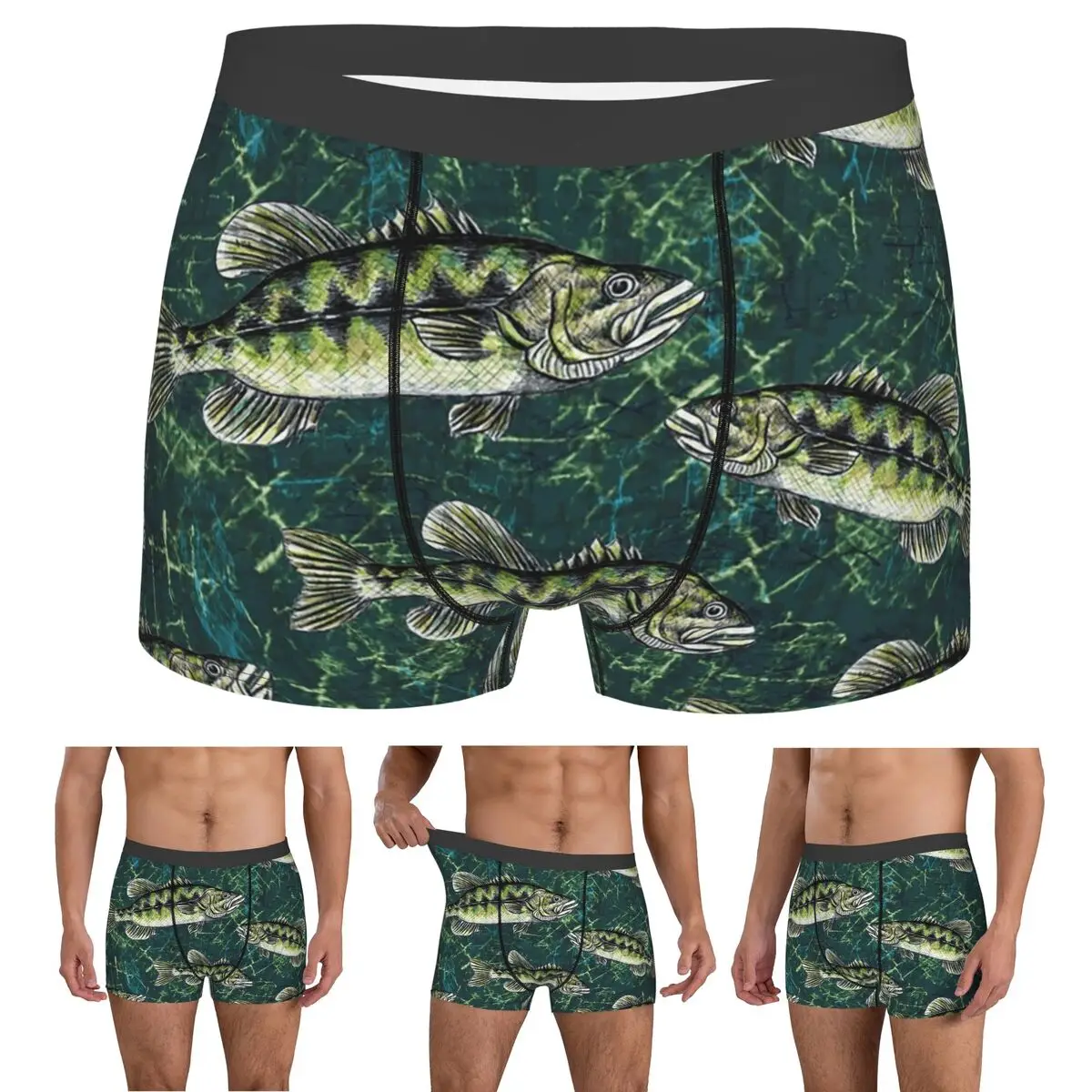 

Boxer Underpants Shorts Largemouth Bass Camo Pattern Panties Male Comfortable Underwear for Homme Man Boyfriend Gifts