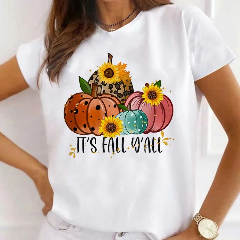 

Fall Pumpkin Shirt Cute Fall Tee Women Cozy Thanksgiving Shirts Gift Autumn Tops Tee Women Fall Season T-shirts Clothes