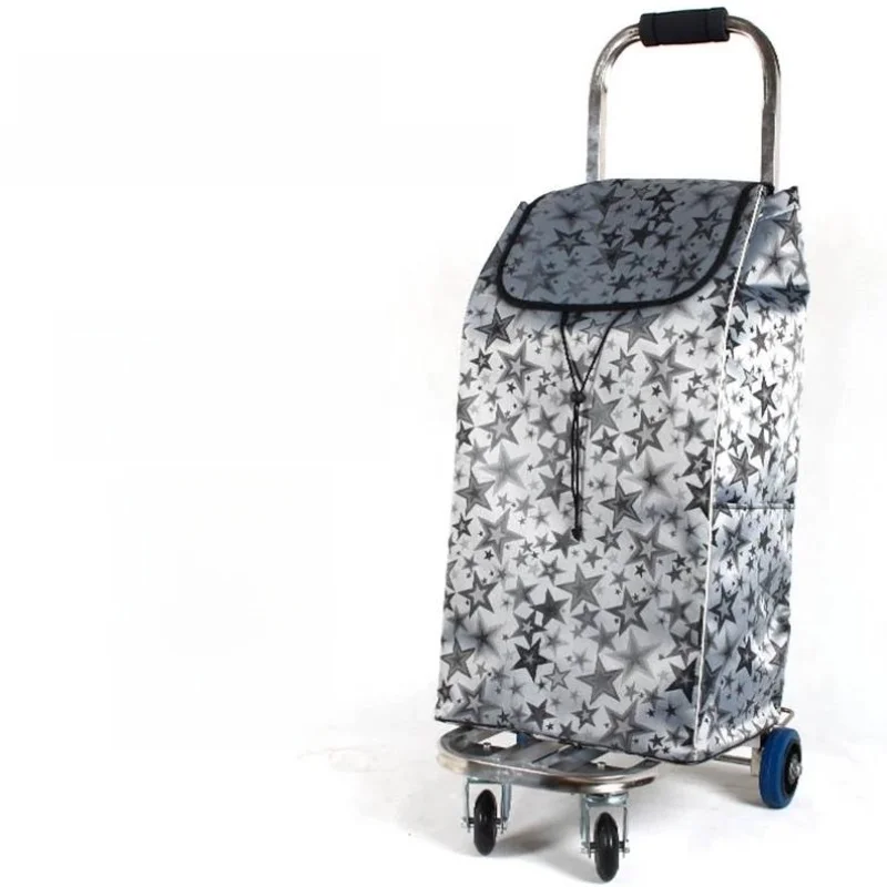 stainless-steel-foldable-shopping-cart-thickened-hand-pulled-wheelbarrow-large-capacity-luggage-carrier-reinforced-towable