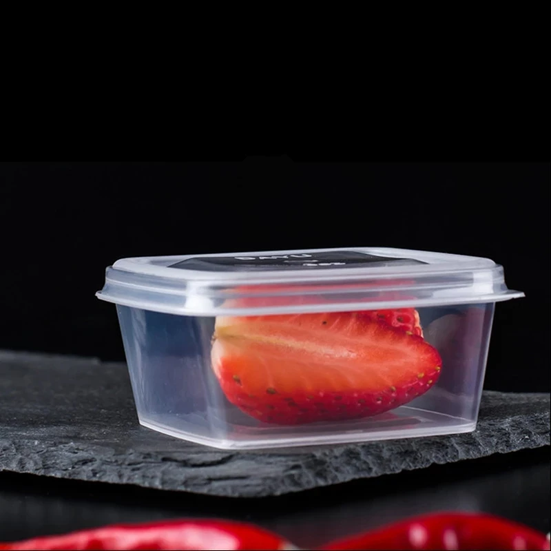 100pcs Seasoning Cup Disposable Sauce Box with Lid Conjoined 100ml Pudding Square Packing Box Sealed Takeaway Plastic Boxes