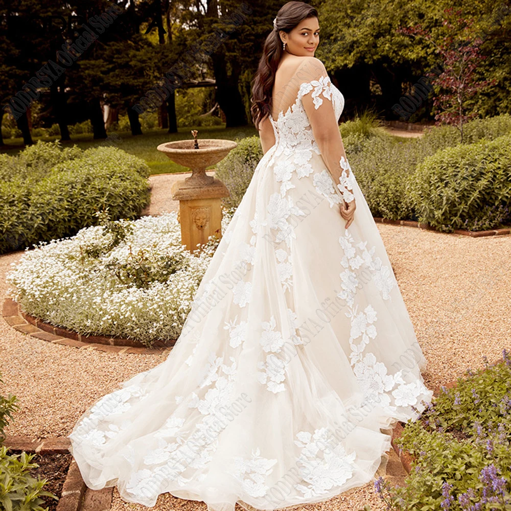 Roddrsya pastrol robe de mariée nouveau 2023 manches longues V - neRODDRSYA-Robe de Mariée Pastrol en Tulle, Manches sulf, Col en V, Fermeture Éclair au Dos, Style Classique, Ligne A, Éducatif, Nouvelle Collection 2023