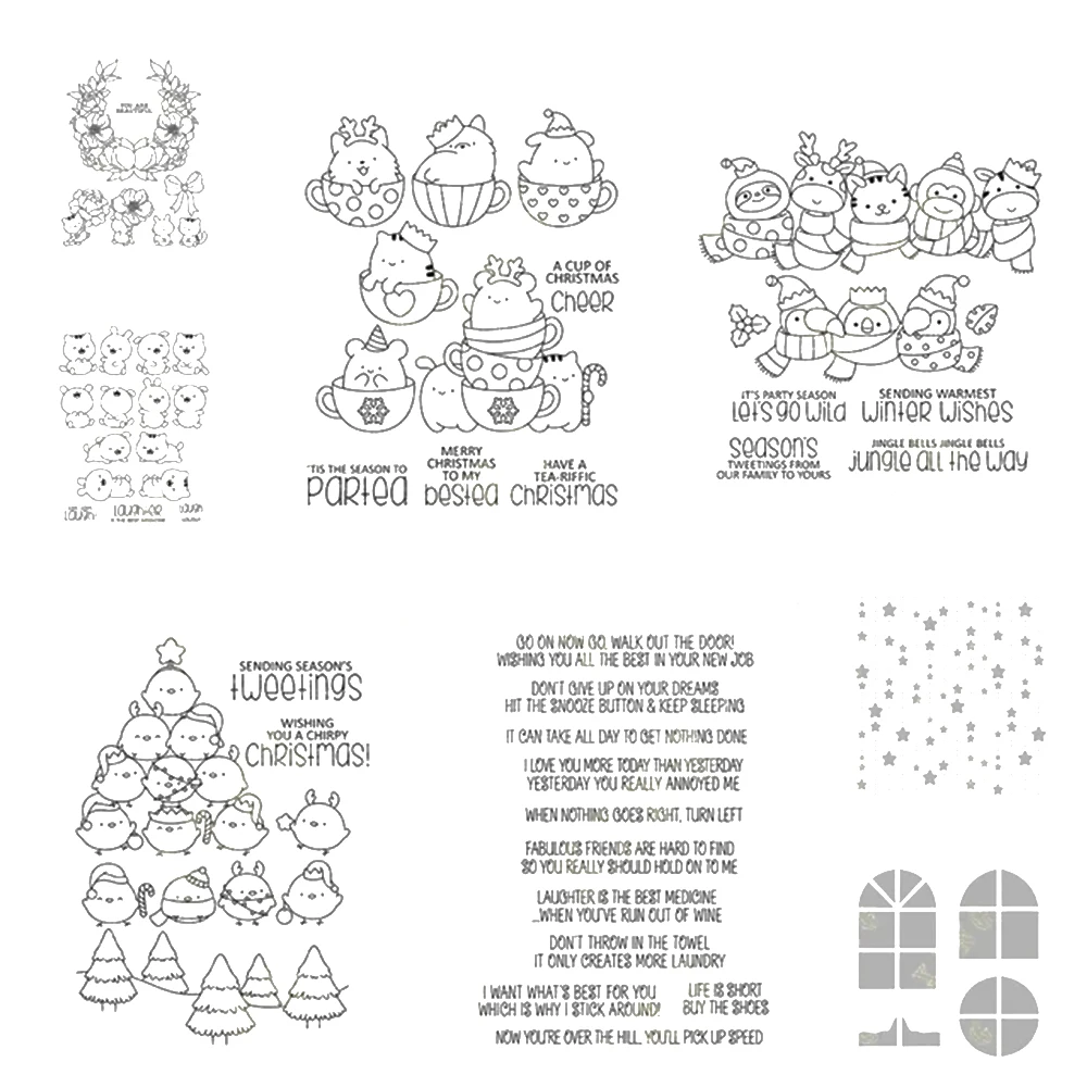 

Metal Cutting Dies And Clear Stamps Christmas Beautiful Blooms Jungle Star For Scrapbooking Diary Decoration Embossing Template