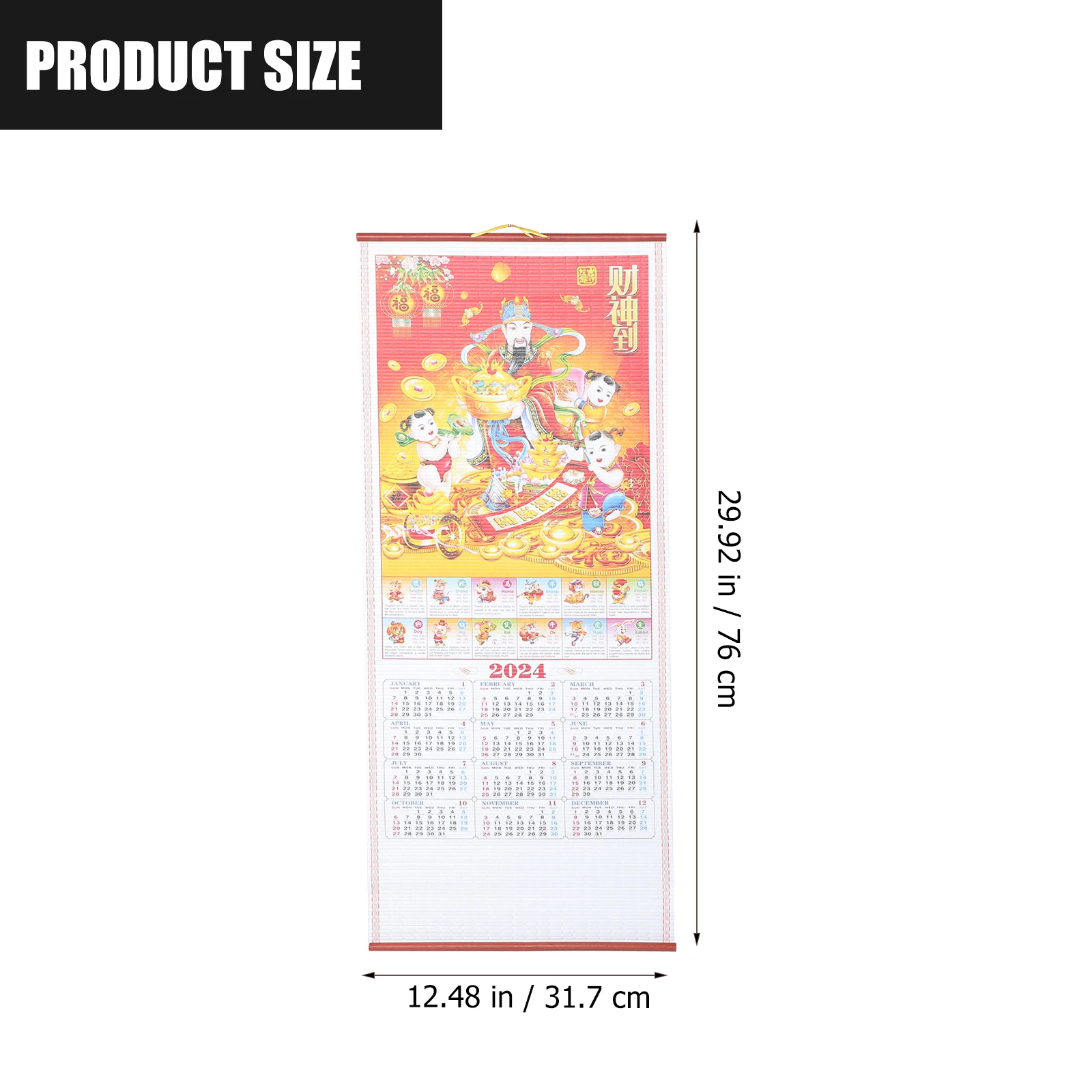 

Zodiac Calendar Wall Hanging Scroll Chinese Calendars Aesthetic Paper for Office Monthly