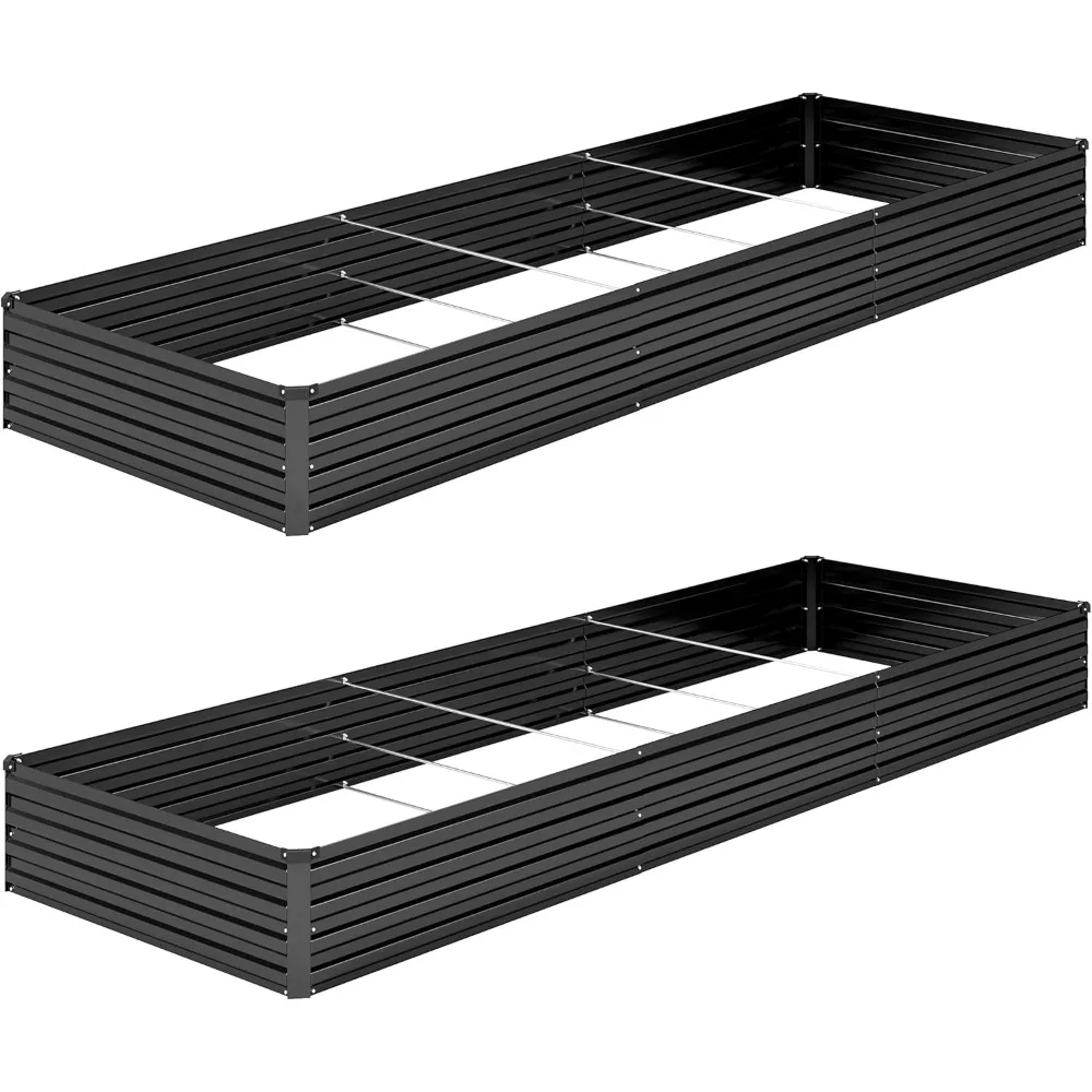 

2PCS 12x4x1FT Galvanized Raised Garden Bed Kit,Vegetable Boxes-Rectangle Metal Flower Box,Large Planter Raised Beds Outdoor Gard