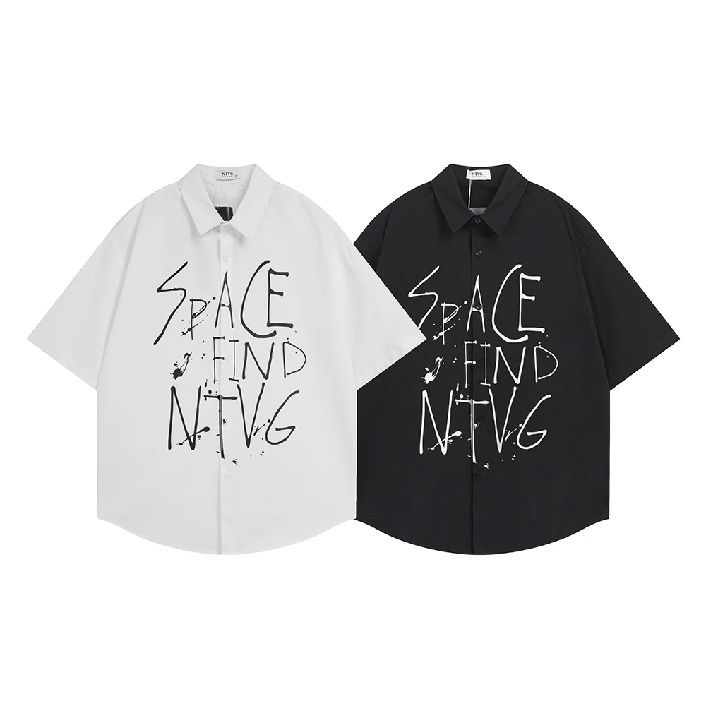 

Fashion Letters Print Shirt Short Sleeve Men's Shirts Y2k Designer Tops Summer Oversized T Shirt Korean Reviews Many Men Clothes