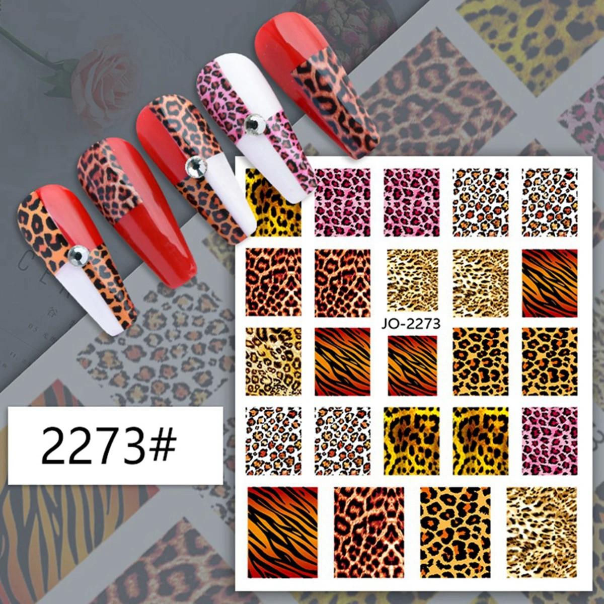 Leopard Print Theme Nail Stickers Butterfly Zebra Love Design Nail Art Decoration Decals