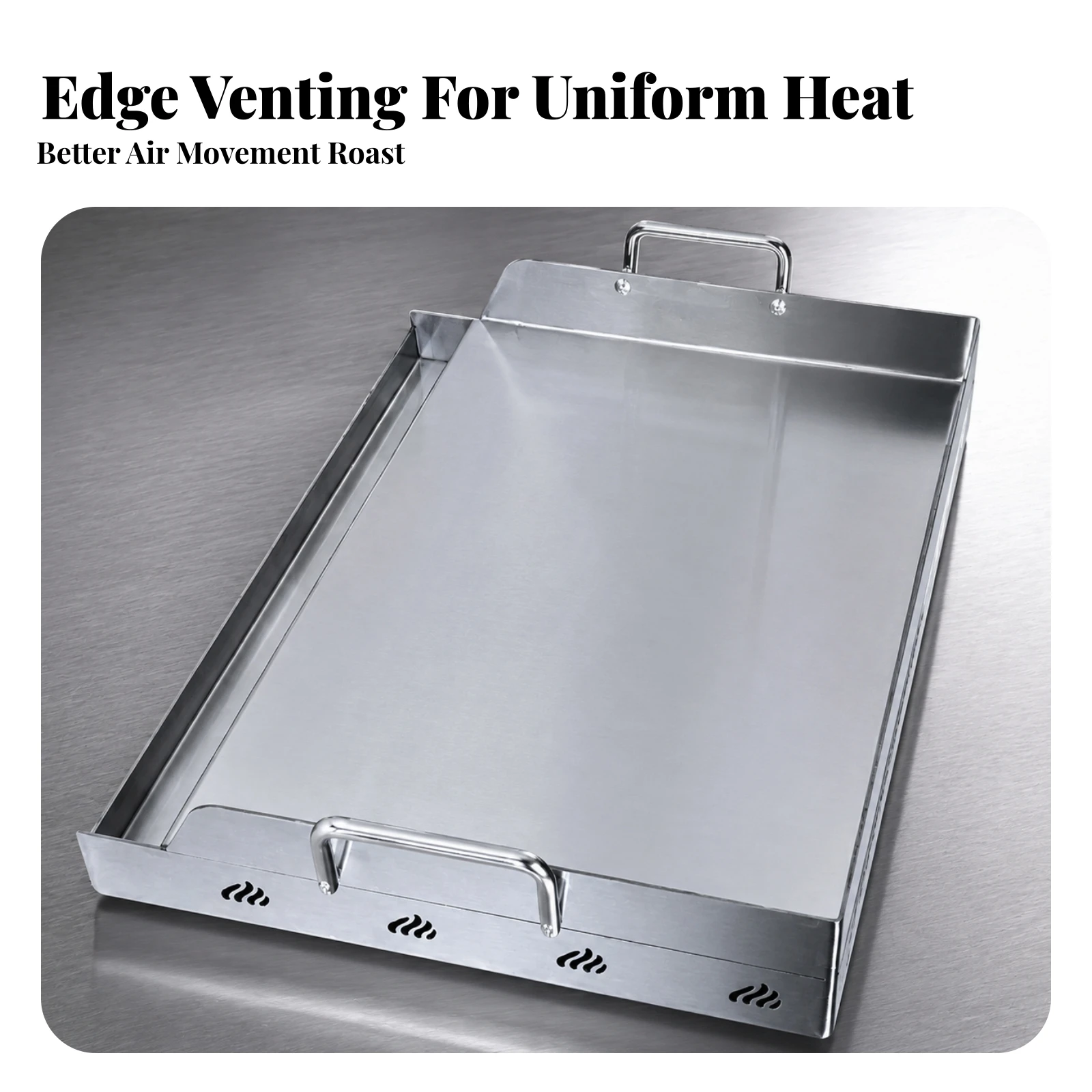 Grilling Tray Rust-Resistant Rectangular Stainless Steel Barbecue Grill Tray Grill Topper Sturdy for Backyard Grilling