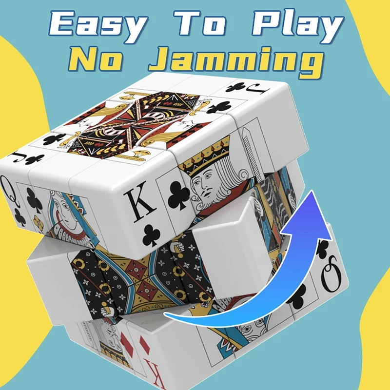 3x3x3 Smooth Speed Magic Cube UV Printed Poker K Q J Stress Relief Brain Teaser Puzzle Educational Toy Kids Adults Gifts