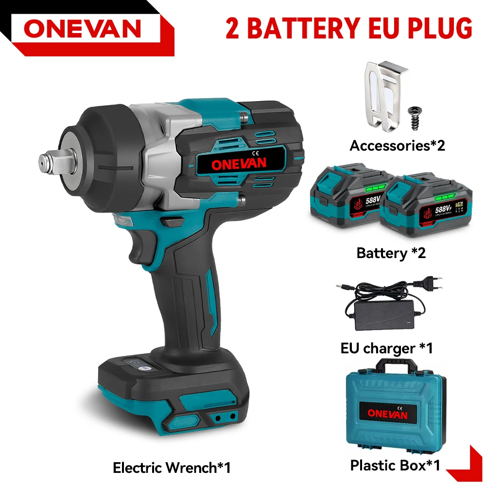 ONEVAN 2800N.M Borstelloze Elektrische Slagmoersleutel 1/2 inch Accuschroevendraaier Moersleutel Power Tools Voor Makita 18V Batterij Pin