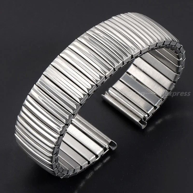 12mm 14mm 16mm 18mm 20mm Stainless Steel Elastic Strap Metal Stretch Expansion Watch Band Wristband for Samsung Galaxy Watch