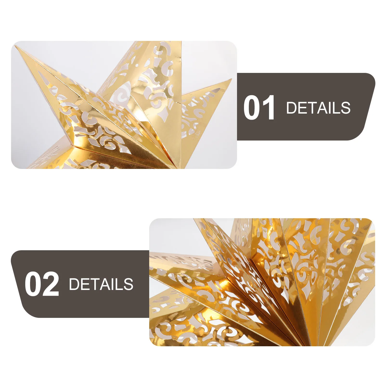 

2pcs Seven-Pointed Star Lampshade Golden Paper Creative Light Cover For Home Xmas Party Decor Ceiling Adornment Foldable Star