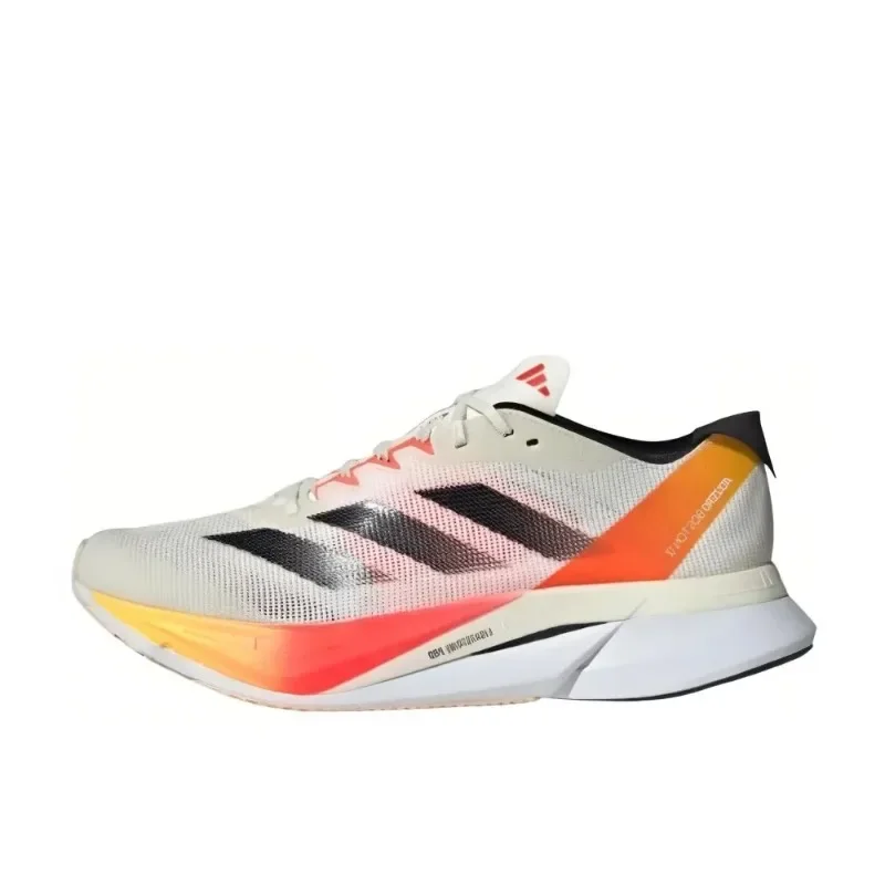 Adidas Adizero Boston 12 Ivory Core Black Solar Red IG3320 Anti-slip and Hard-Wearing Comfortable Height Increasing