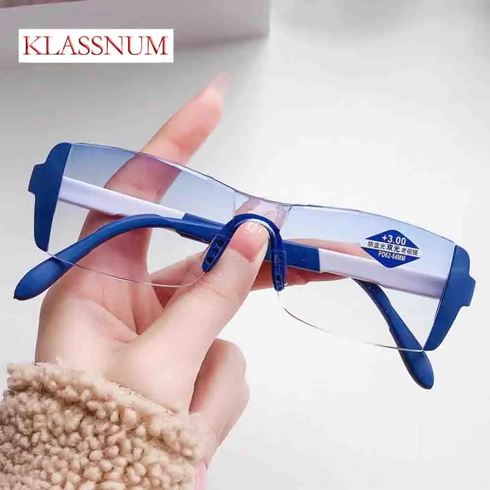 KLASSNUM Smart Glasses with Automatic Adjustmen Bifocal Reading Glasses Fashion Far and Near Glasses Anti-blue Light Mens Glasse