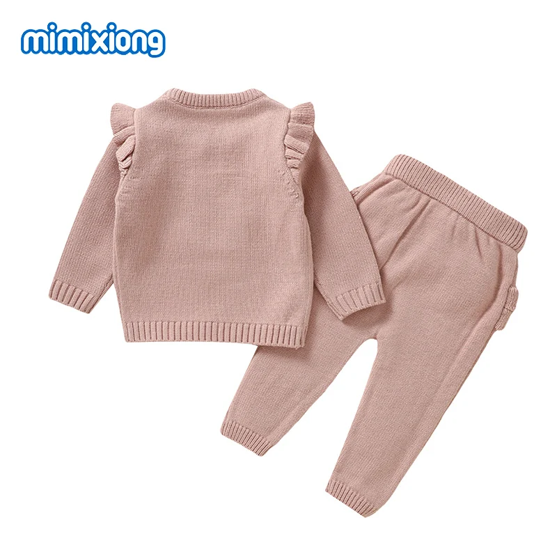 Winter Baby Girls Clothes Sets Autumn Pink Long Sleeve Sweaters Shirts+Pants Outfits for Infant 1-3Y Casual Outwear Toddler Suit