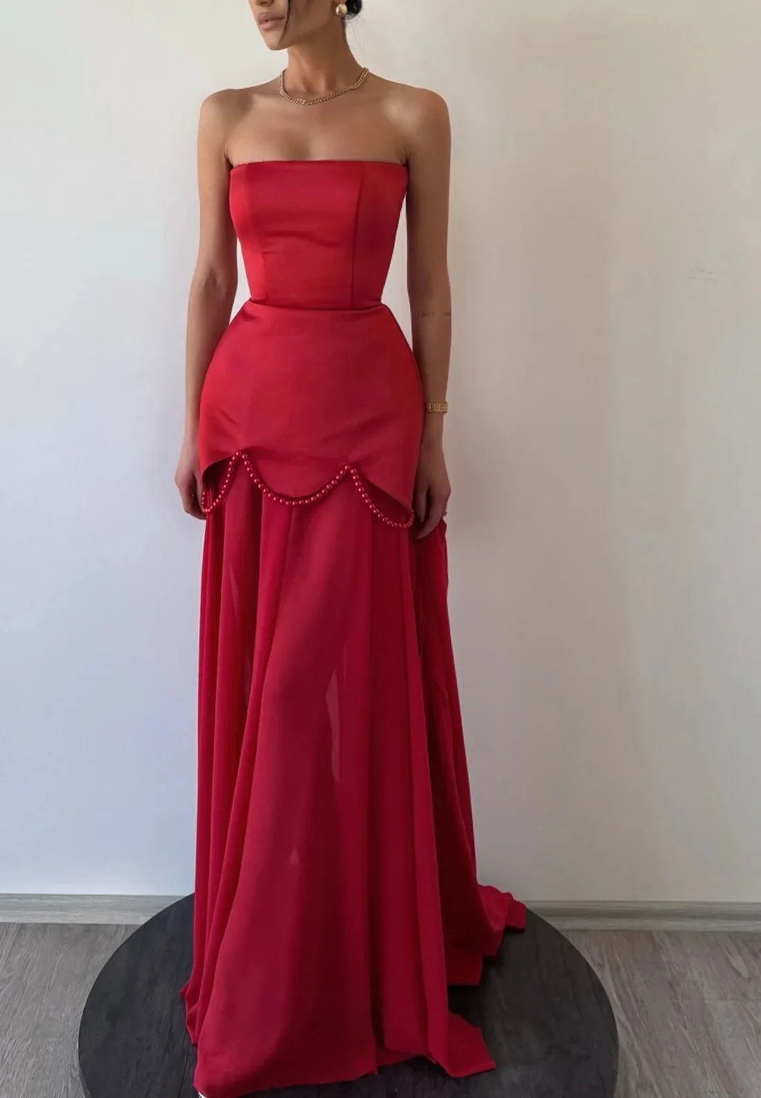 Elegant Pearl Mesh Patchwork Maxi Dress Women Strapless Ribbon Backless Long Dress Luxury Wedding Guest Evening Party Dress 2026