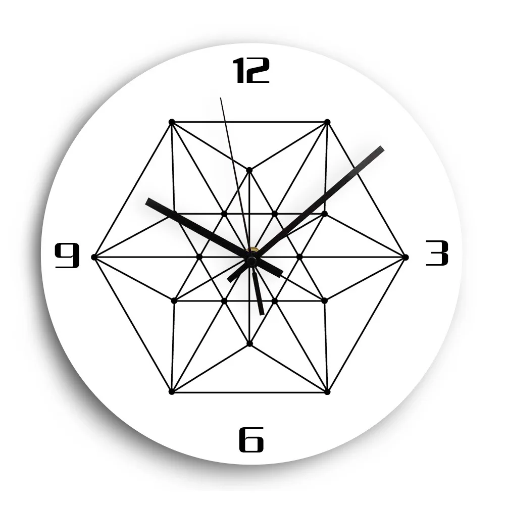 Amazon hot sale influencer acrylic black and white geometric pattern silent minimalist wall clock