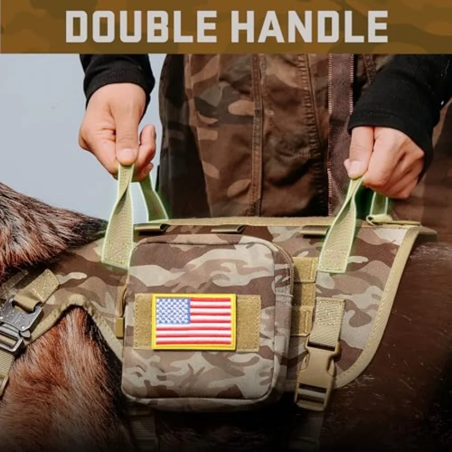 Tactical Dog Harness Tactical Dog Collar with Bungee Leash Set, No Pull Military Dog Harness for Walking Training, Adjustable f view 3