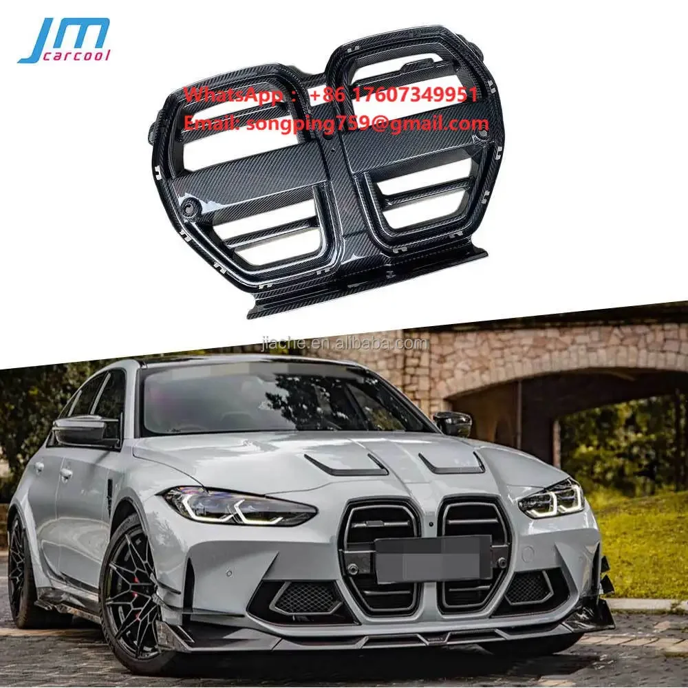Dry Carbon Fiber Front Bumper Mesh Grill for BMW 3 4 Ser G80 M3 G82 G83 M4 2021+ Front Grill Frame Car Decoration Body Kits FRP