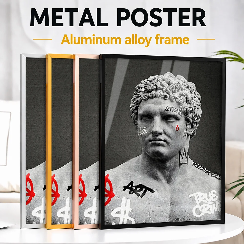 Graffiti God Sculpture Framed Metal Poster Personalized Street Tribute Wall Art Perfect Within Studio As Creative Collectors