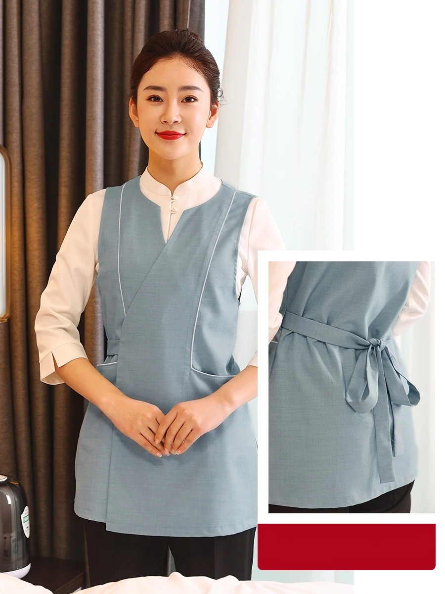 ستار فندق الموظفين ملابس العمل صالون تجميل سبا موحدة تقديم الطعام ملابس العمل الإناث مطعم مكتب الاستقبال التموين النادل الزي الرسمي #5