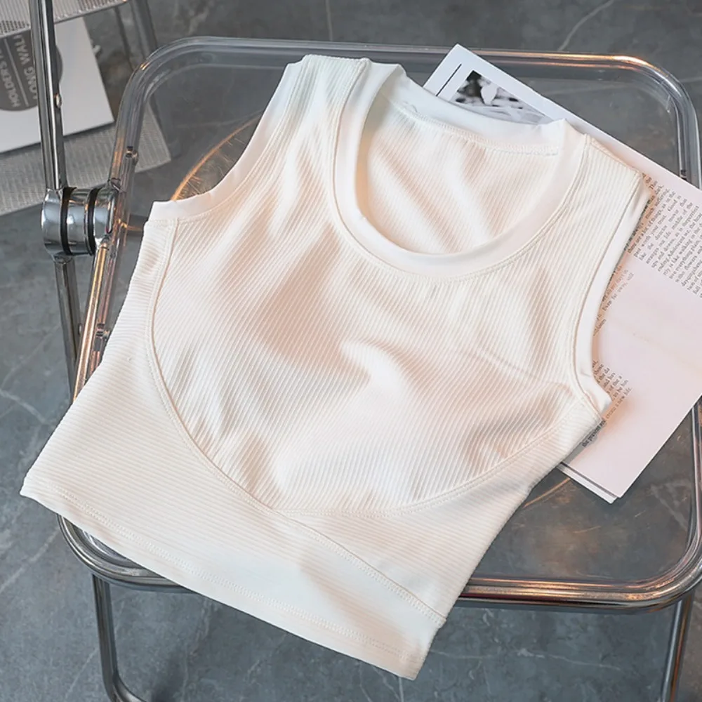 

No-Clip Design Sports Bra Tank Top Vest Style Quick Dry Fabric Quick Dry Vest Integrated Design Mixed Fabric Integrated Vest