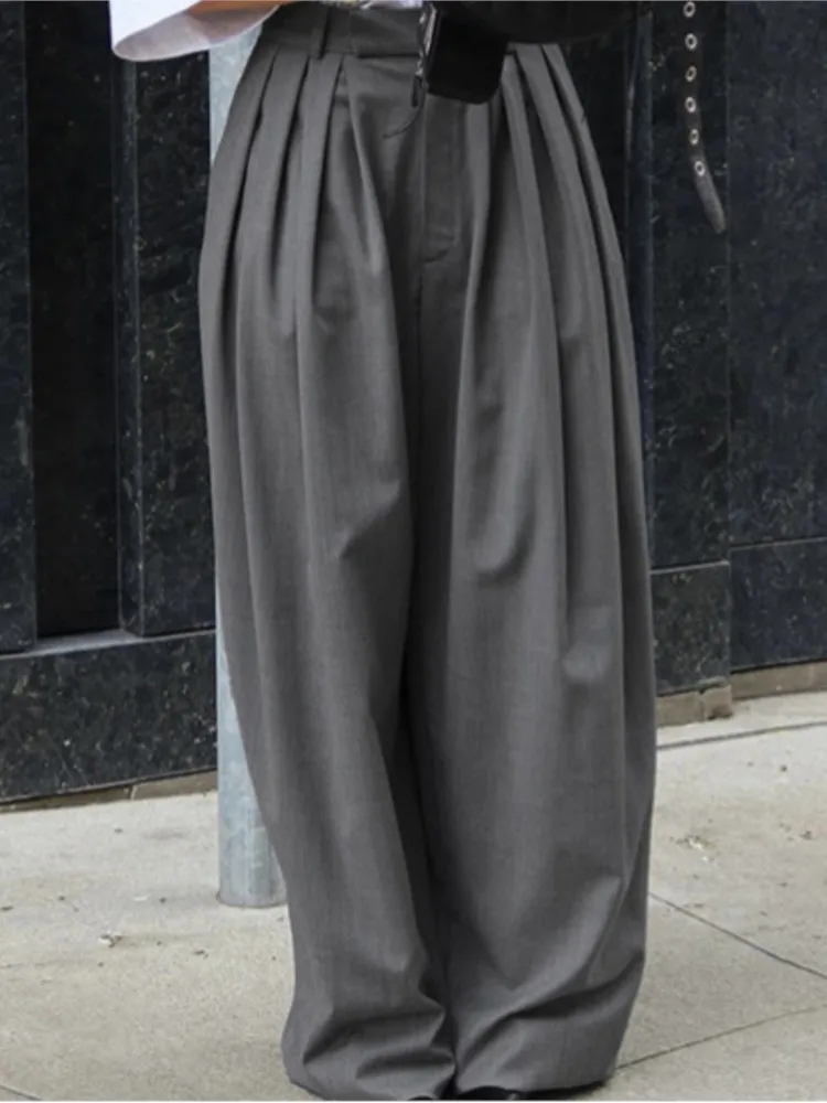 Women's Fashion Casual Loose Versatile Wide-leg Trousers Spring And Autumn Temperament Commuting Pleated High-waisted Suit Pants