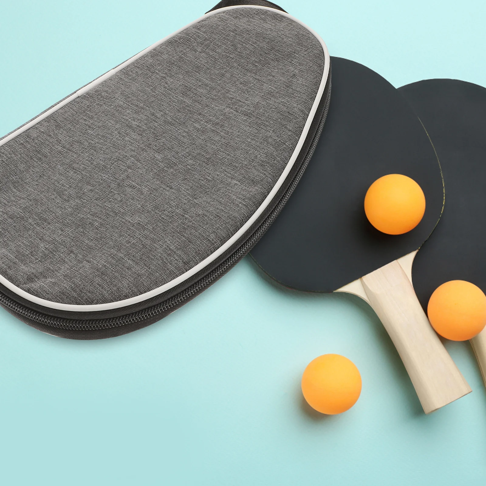 حقيبة مضرب تنس الطاولة مبطنة متينة ومقاومة للماء بتصميم غطاء حماية بسحاب للإغلاق للتخزين الآمن وحقيبة مجداف بونج باللون الرمادي