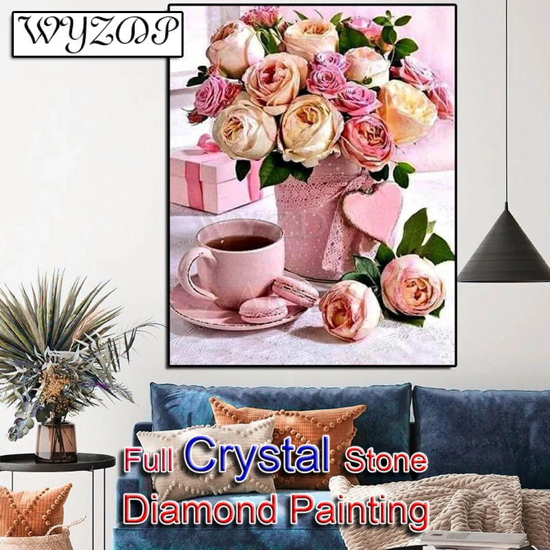 5D Diy 100% Crystal Diamond Painting Kit Flower Square Diamond Embroidery Mosaic Cross Stitch Decor Diamond Art Crystal 231224