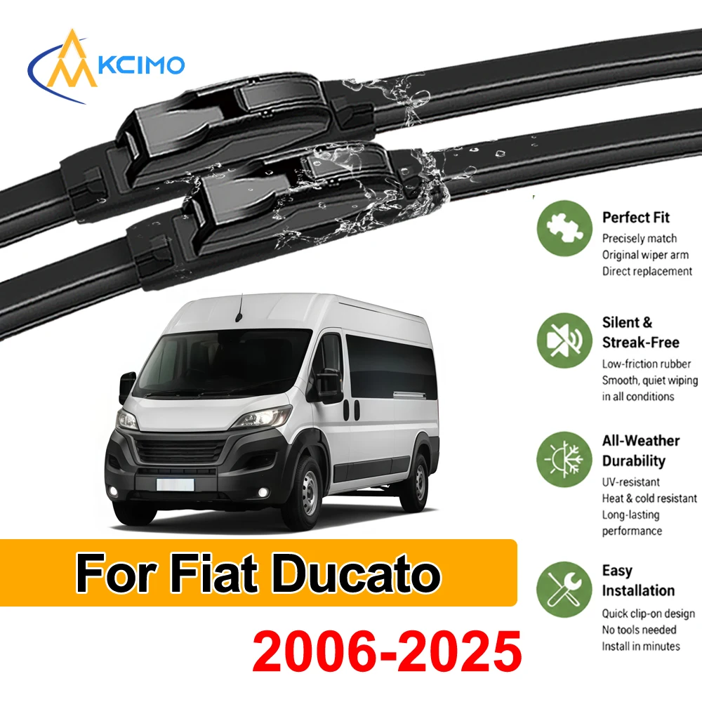 Front Windshield Wipers For Fiat Ducato 2006-2025 Complete Set Replacement Durable Rubber Wiper Blades Easy to Install