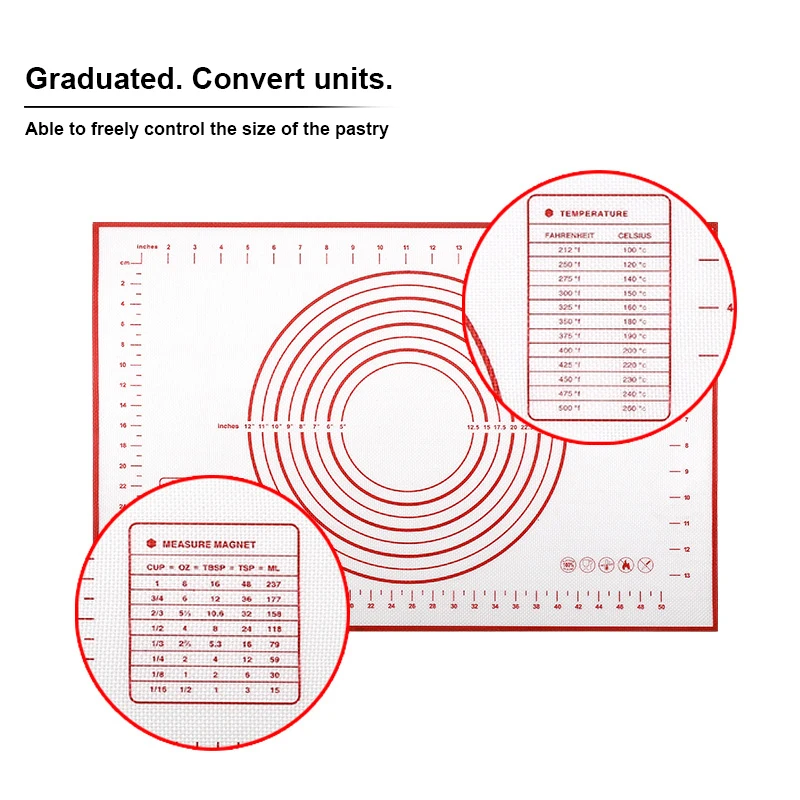 Silicone Kneading Board Silicone Pastry Mat Extra Non Stick BakingMat With Measurement Fondant Mat Counter Mat Dough Rolling Mat