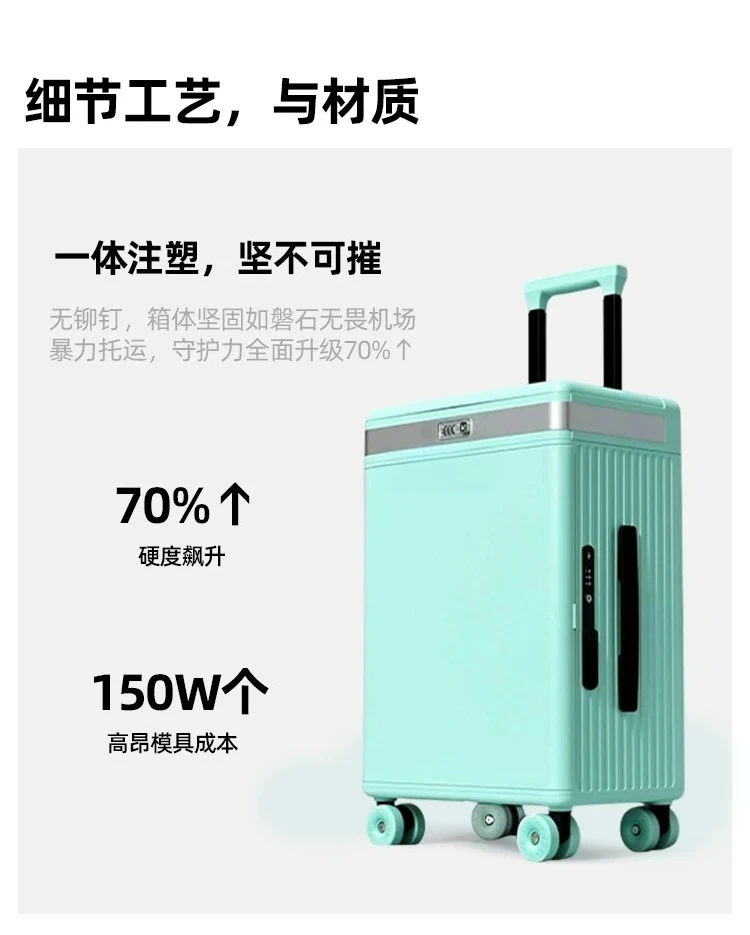Flip suitcase side open lid trolley case, 2025 new multi-functional password , small boarding  free shipping