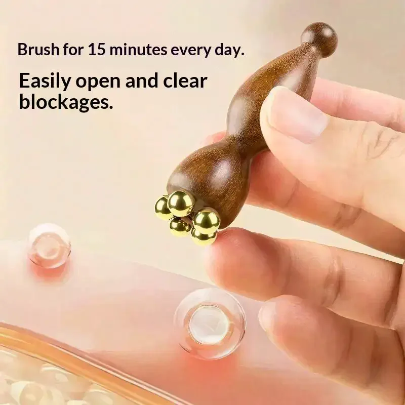 Lotus Seedpod Brass & Rosewood Facial Gua Sha Tool Eye Relaxation Spot Meridians Acupoint Massage Handheld Eye Skin Care