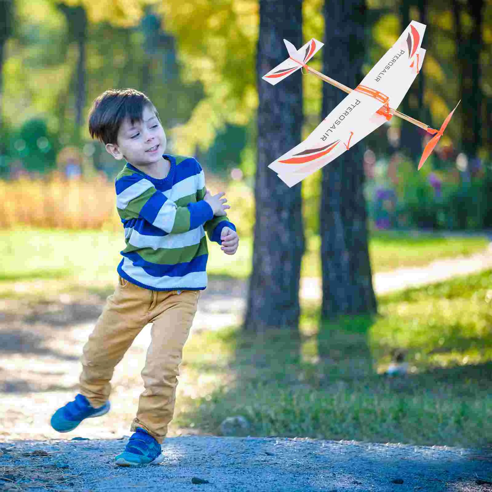 Rubber Band Biplane Kids Airplane Playthings DIY Glider Toys Powered Airplanes Models Assemble Aircraft Funny Educational