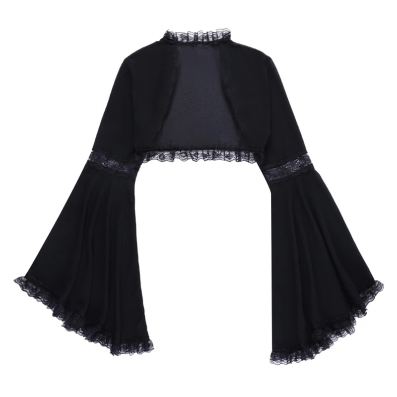 2024 Yeni Kadın Seksi Gotik Uzun Kollu Dantel Omuz Silkme Retro Steampunk Kırpma Üstleri Hırka