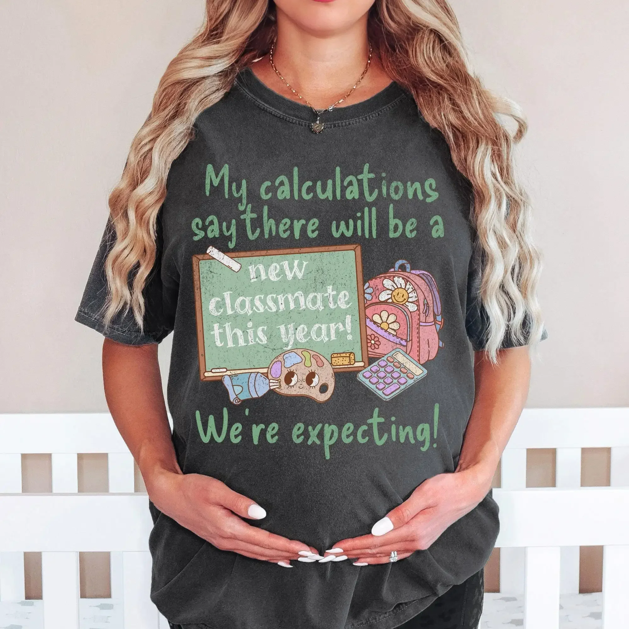 Teacher Pregnancy Announcement T Shirt Pregnant Teachers Baby  Back To School Maternity New Student