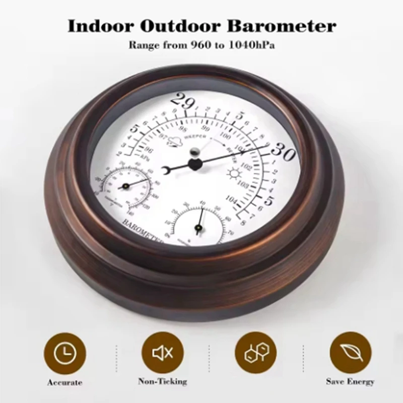3 In 1 Barometer Thermometer Hygrometer Atmospheric Pressure Gauge Outdoor Weather Station Humidity Meter 20CM