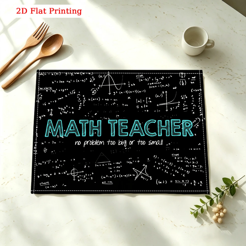 Math Teacher Pattern Kitchen Placemat Math Teacher Pattern Linen Pad Dish Coffee Cup Table Mat 1PC 30x40cm
