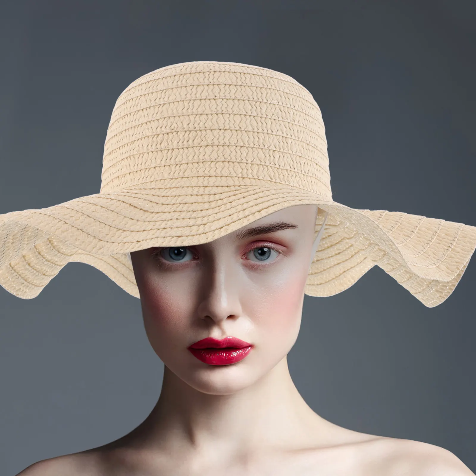 Wide Brim Straw Sun Hat DIY Wave Brim Lightweight Breathable Uv Protection Beach Travel Women Ladies Hats Wide Brimmed Hat